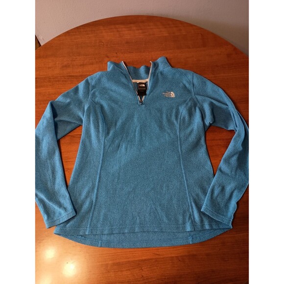 North Face Sweater Women Medium Blue Pull Over Quarter Zip Fleece Jacket Ladies - Picture 1 of 9